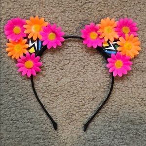 BrittsBlossoms Electric Kitty Ears - Orange and Pink Flower Power